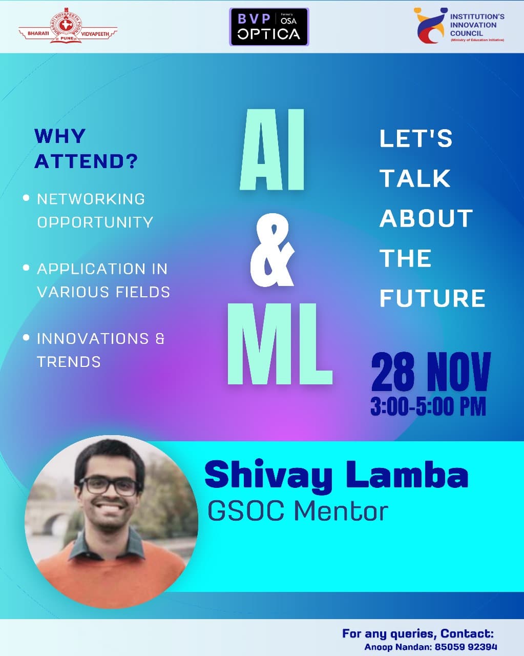 AI &amp; ML Seminar — BVP OPTICA
